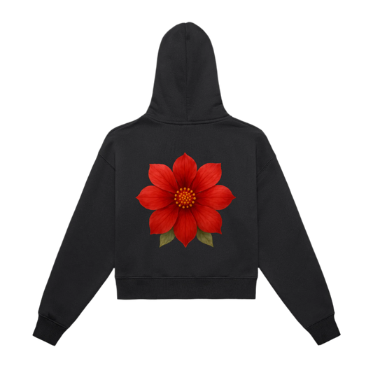 Fleeced Zip-Up Cropped Hoodie